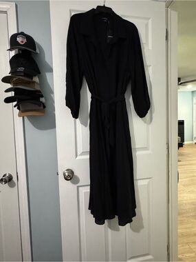 torrid Black Wrap Midi Dress with Tie Waist